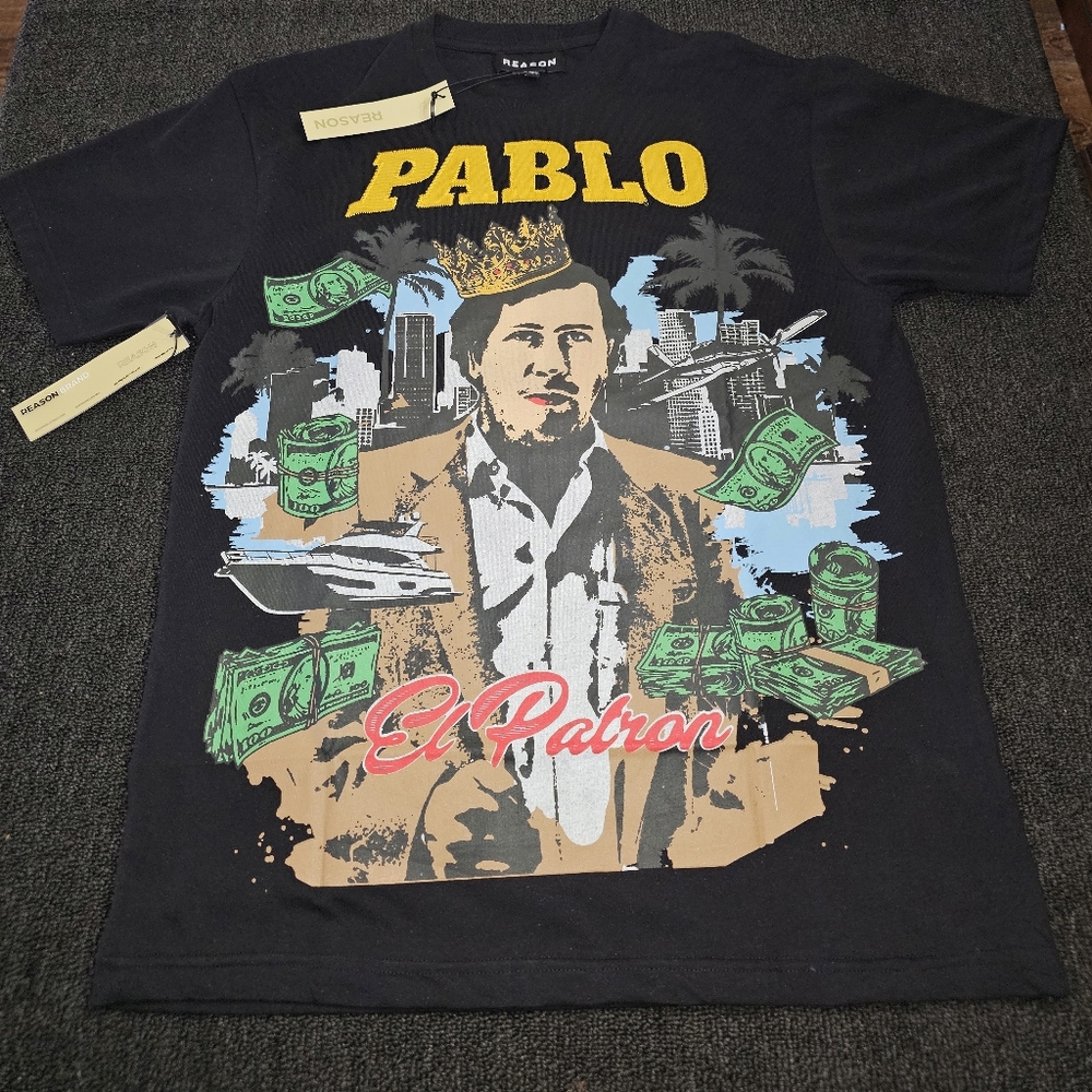 Reason PABLO El Patron Graphic Tee - Black with Yellow, Green, Tan and Red Print